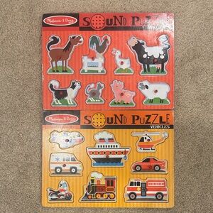 Melissa & Doug Sound Puzzle Bundle – Vehicles & Farm Animals